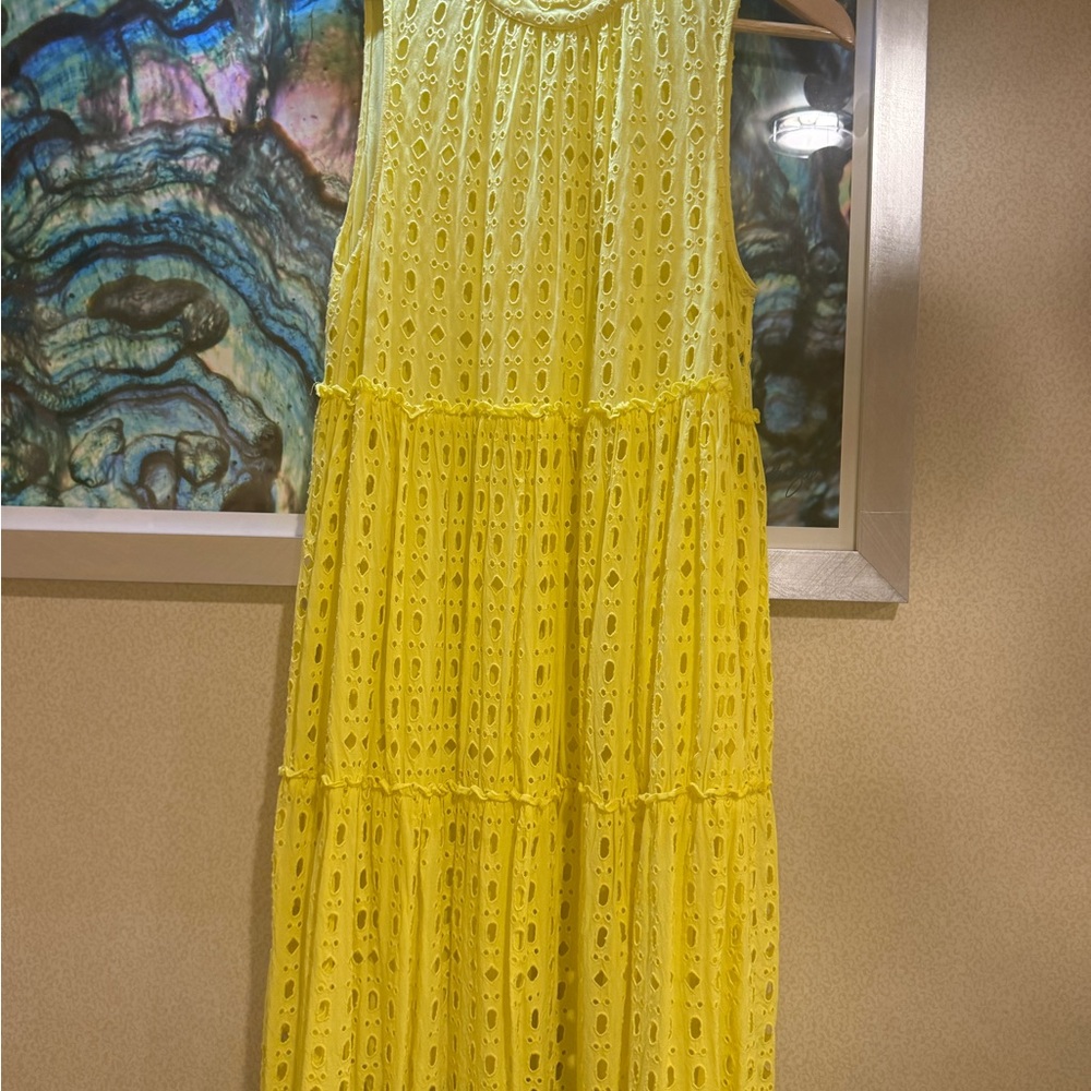 Lilly Pulitzer Yellow Eyelet Midi Dress